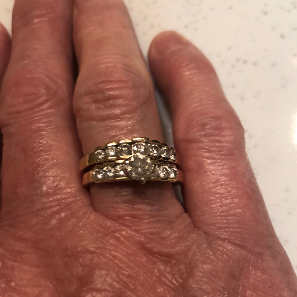Preowned Diamond 14k Wedding Ring 2 Pieces Size 7